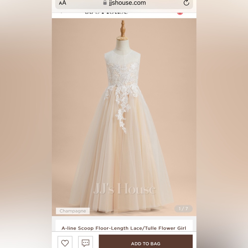 Jus House A-line scoop floor-lenght lace - Tulle flower girl dress ivory